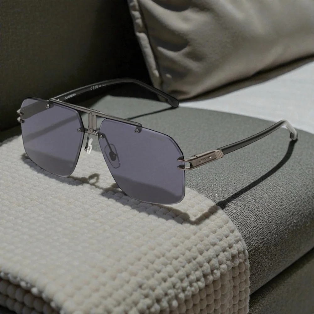 Carrera 1054/S V81IR Ruthenium Grey Rimless Designer Sunglasses